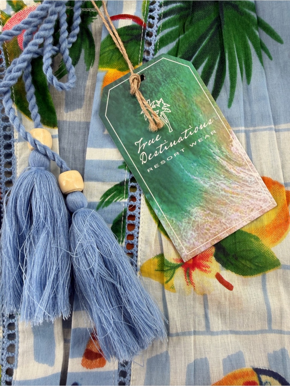 Beach Cover-up True Destinations Resort Wear Tropical Print 100% Cotton Size: M - Picture 15 of 16